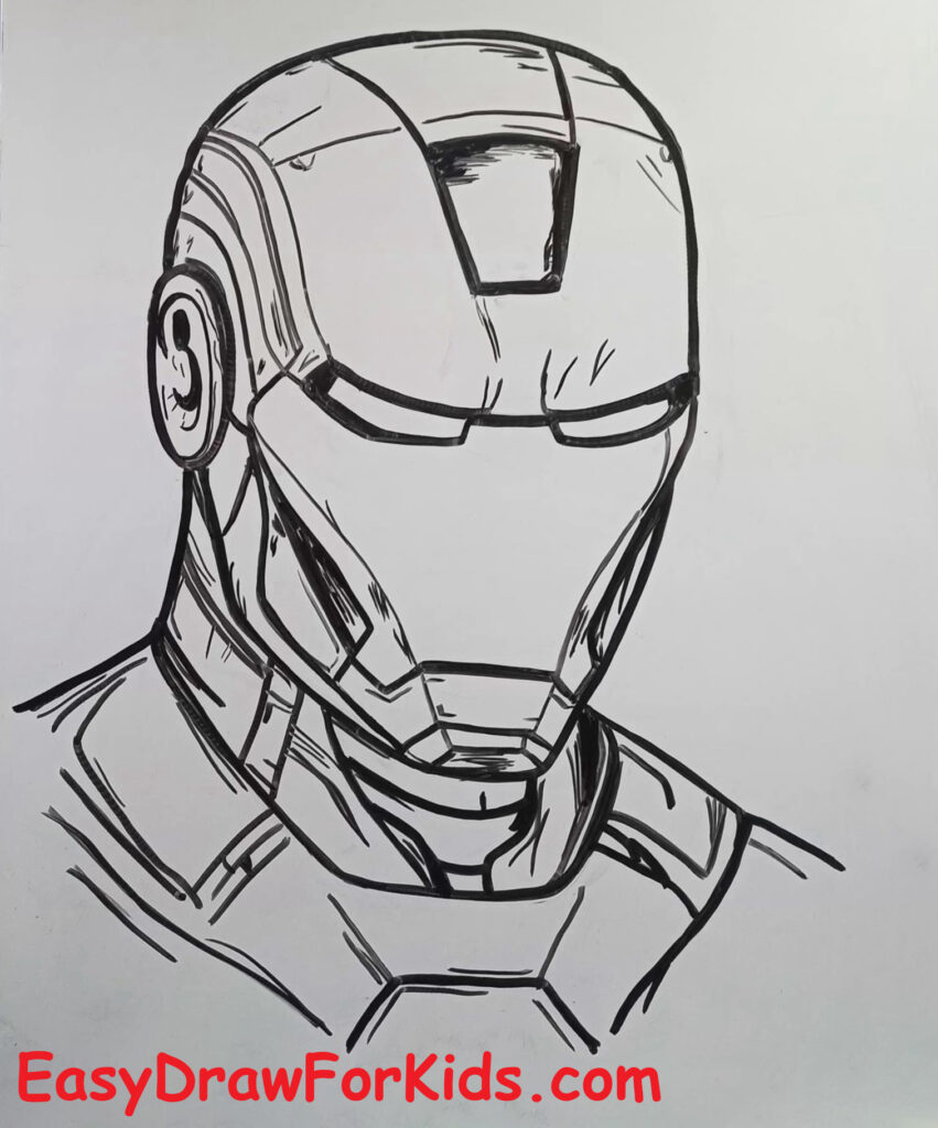 how to draw iron man face step 7
