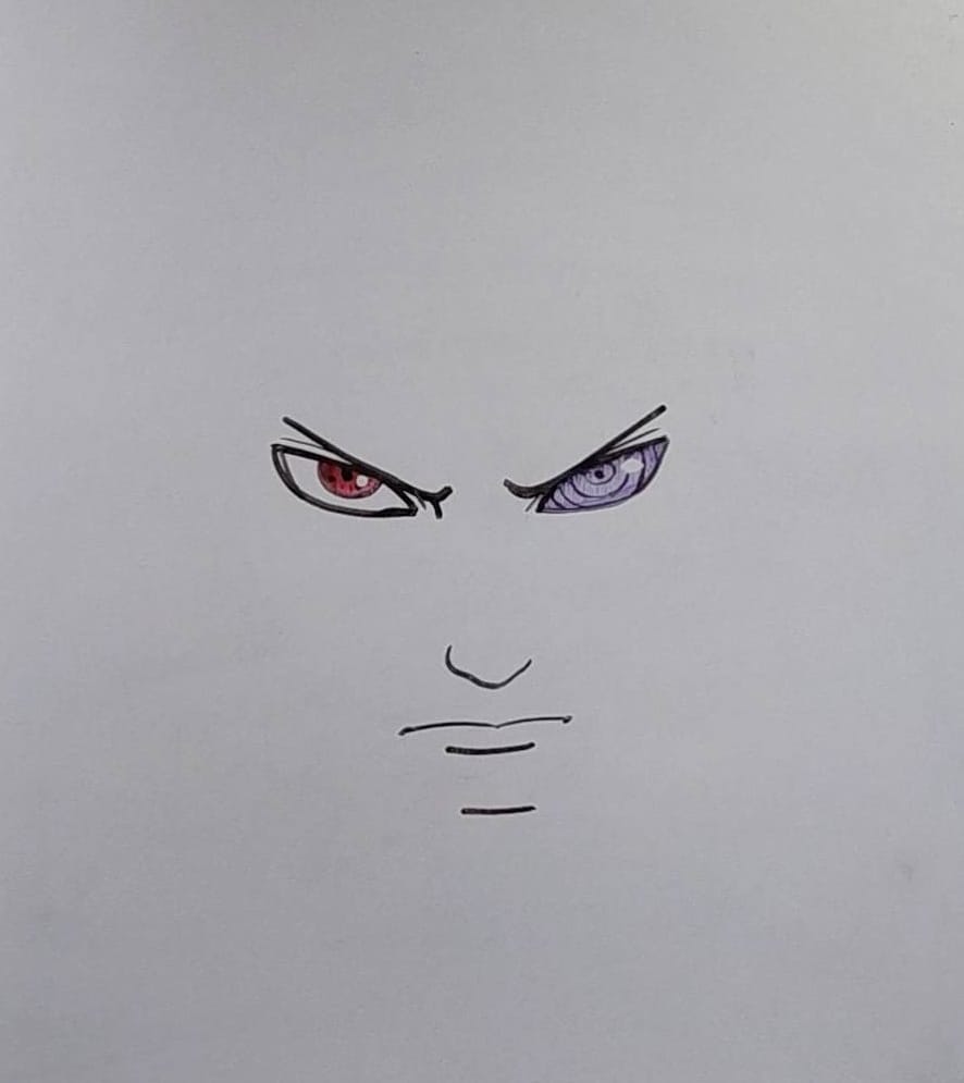 how to draw obito uchiha step 2