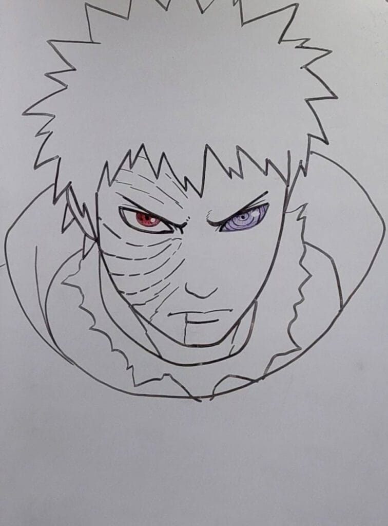 how to draw obito uchiha step 6