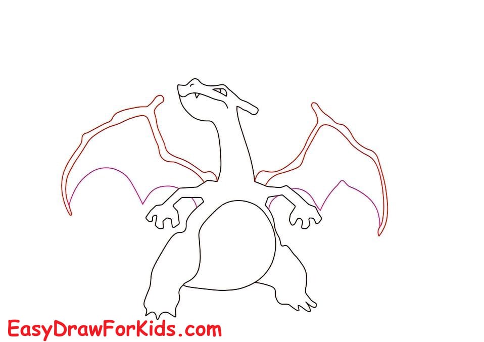 How to Draw Charizard easy for Kids step 7