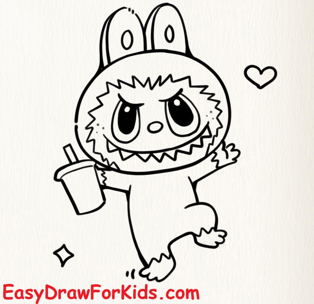 How to Draw Labubu cute step 4