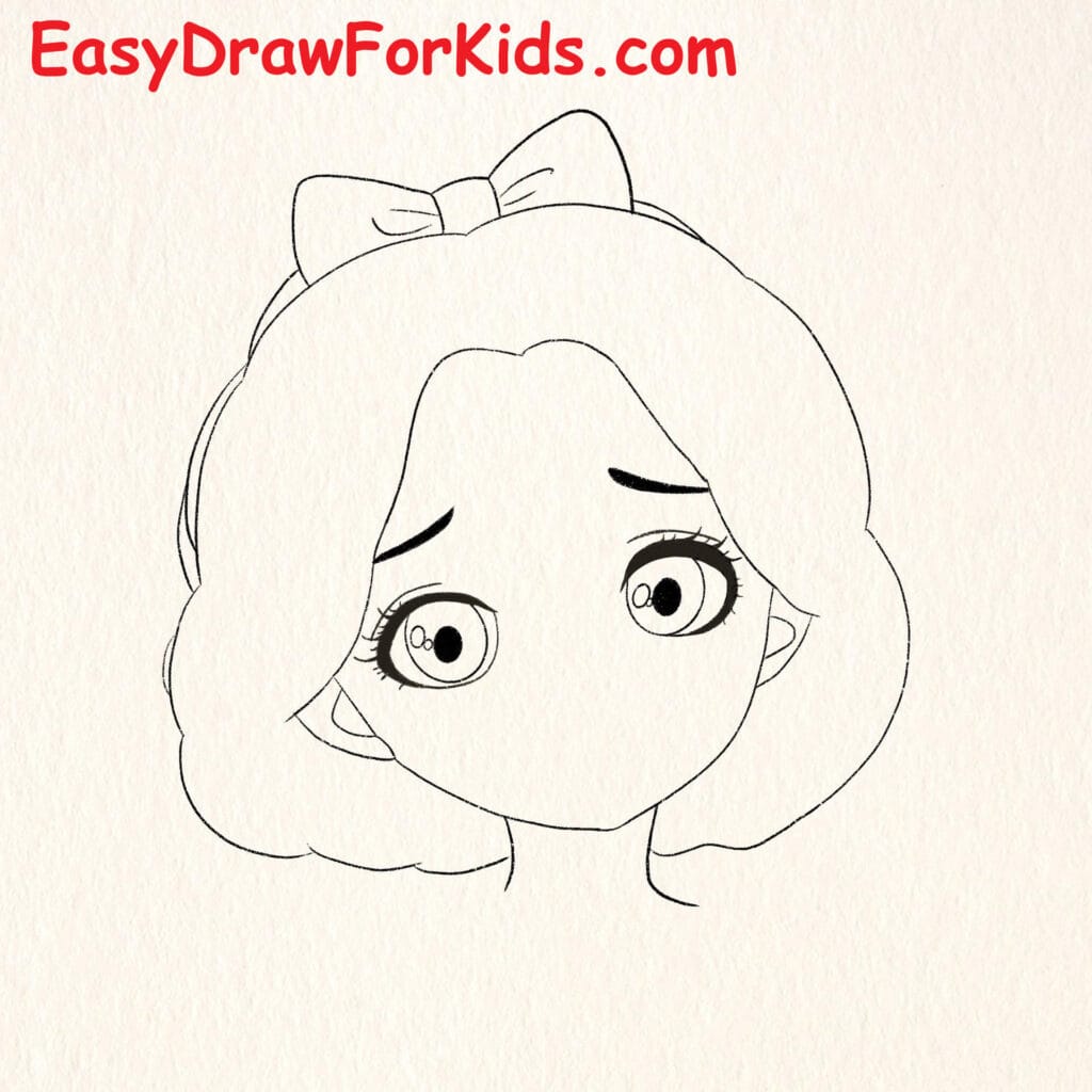 How to Draw Princess Snow White Holding an Apple step 5