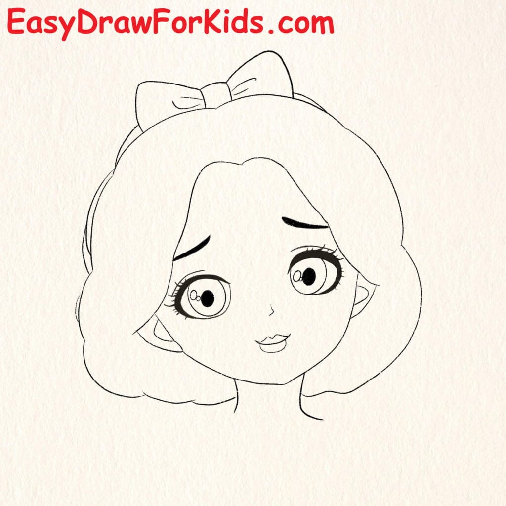 How to Draw Princess Snow White Holding an Apple step 6