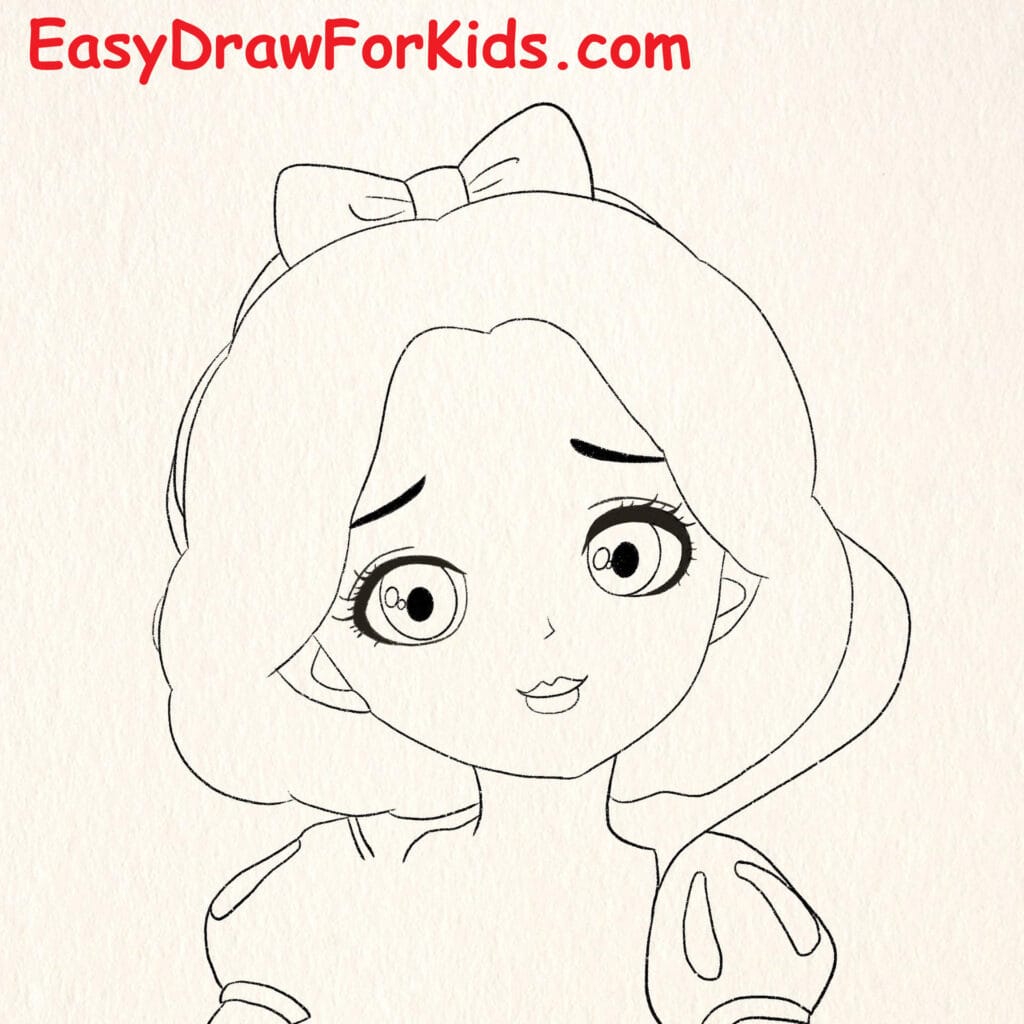 How to Draw Princess Snow White Holding an Apple step 7