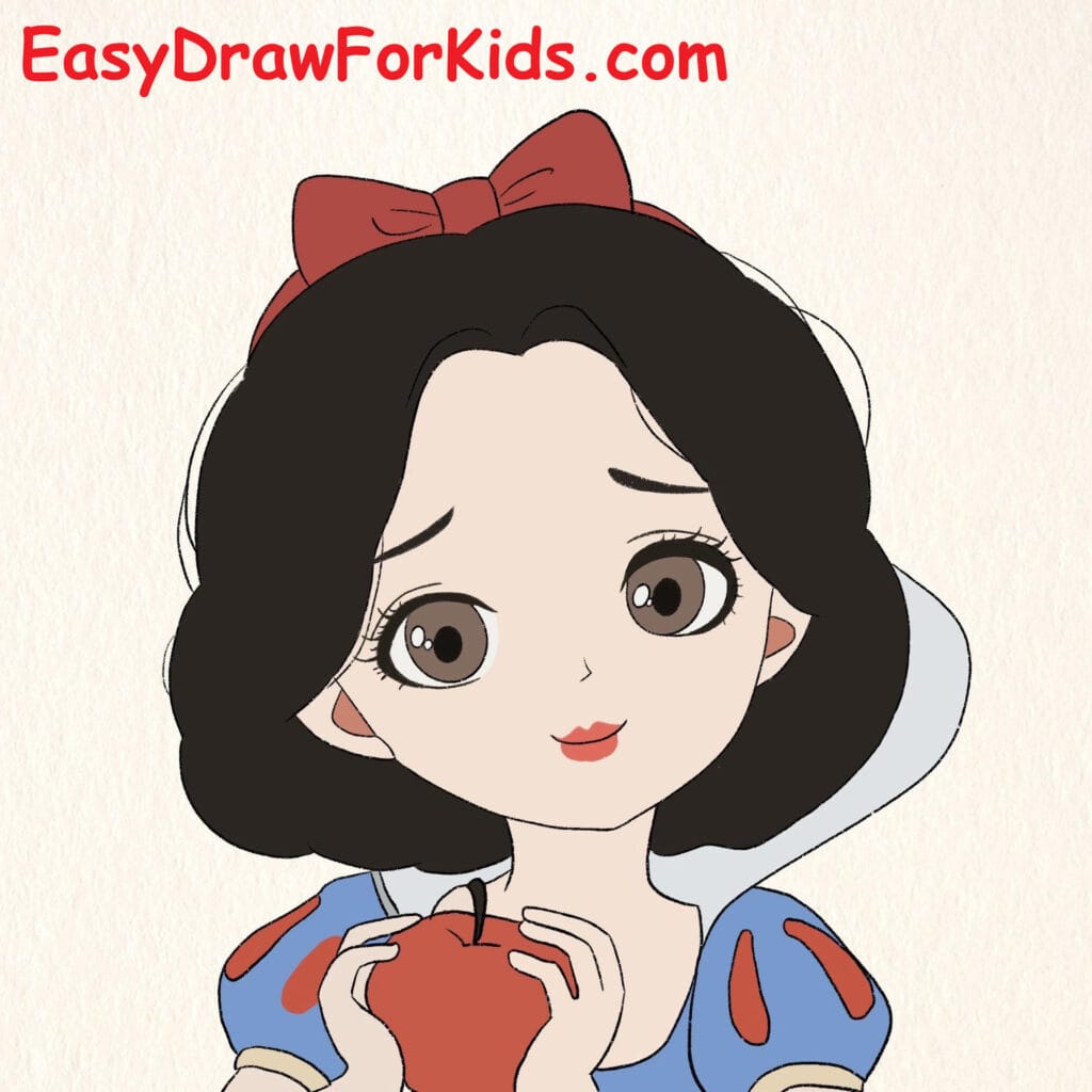 How to Draw Princess Snow White Holding an Apple step 9