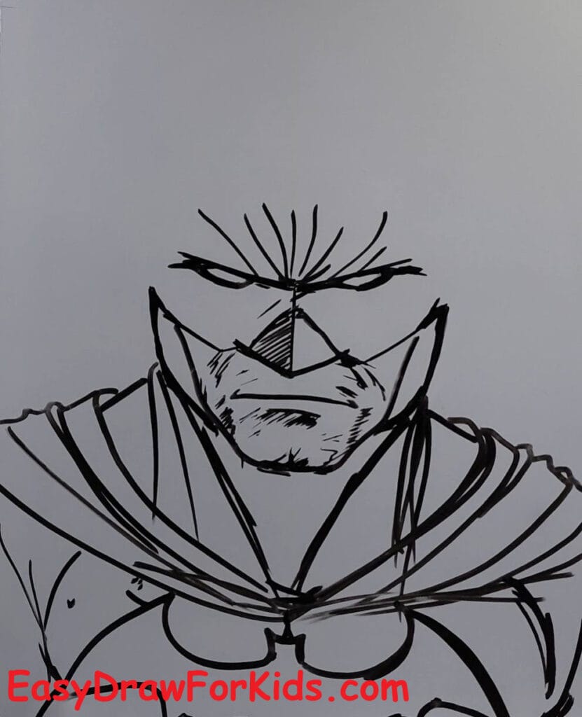 How to draw Batman realistic step 6
