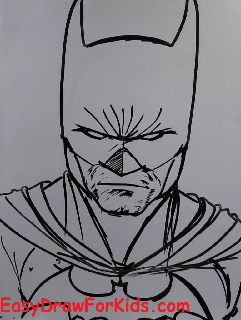 How to draw Batman realistic step 7