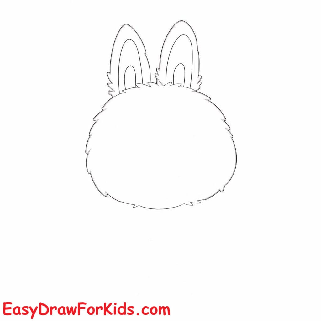 How to draw Labubu for kids step 2