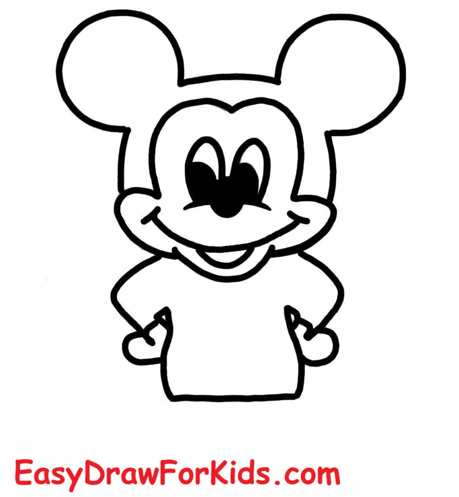 How to draw Mickey Mouse for kids Easy step 4