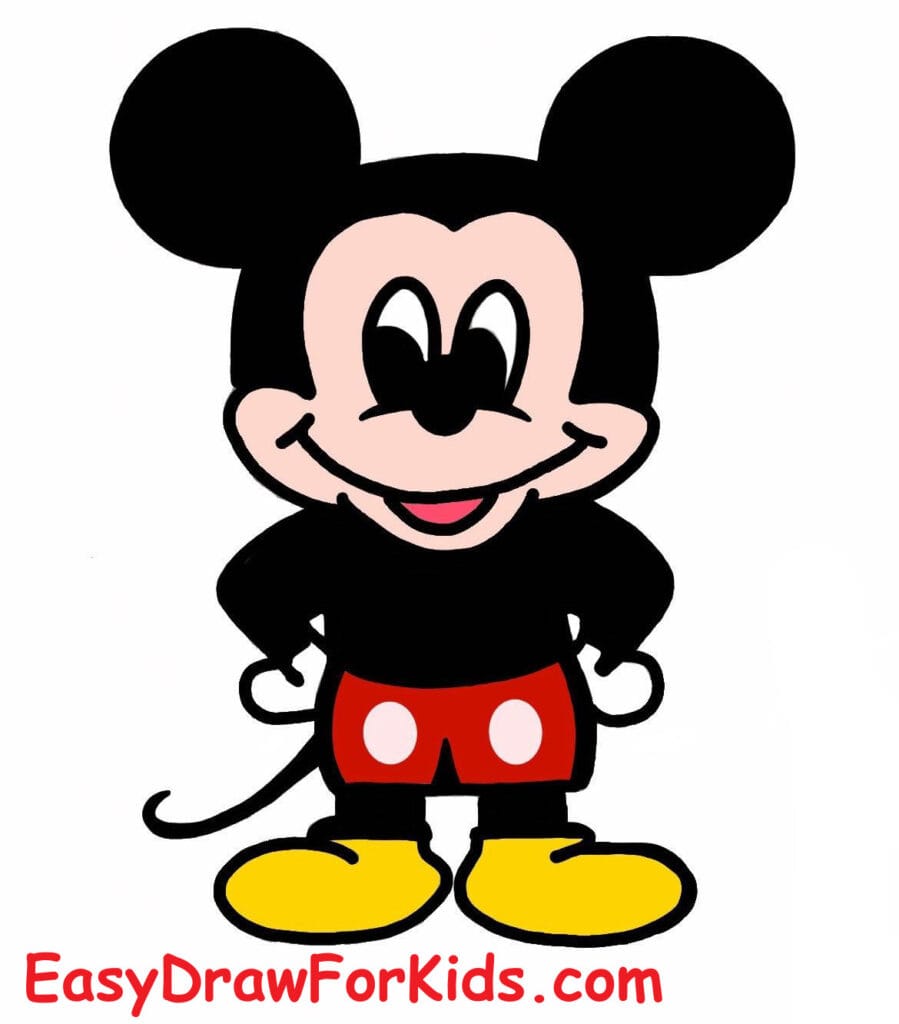 How to draw Mickey Mouse for kids Easy step 6