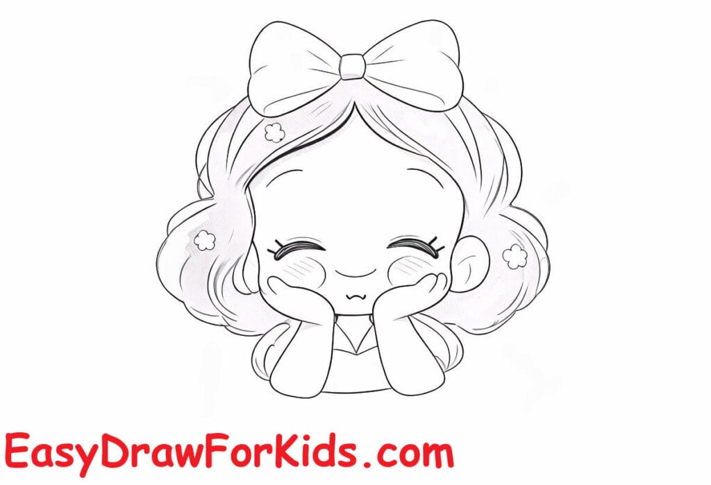 How to draw Snow White Cute step 7
