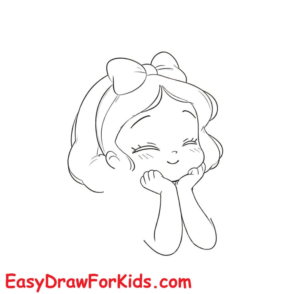 Snow White drawing Easy step 4